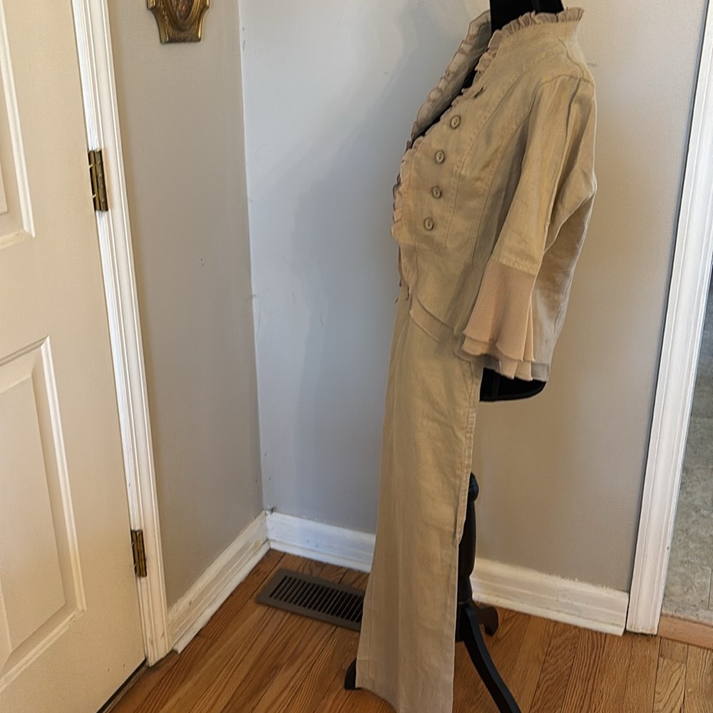 NWOT Multiples Tan Linen Suit with Jacket and Pants - Picture 7 of 15